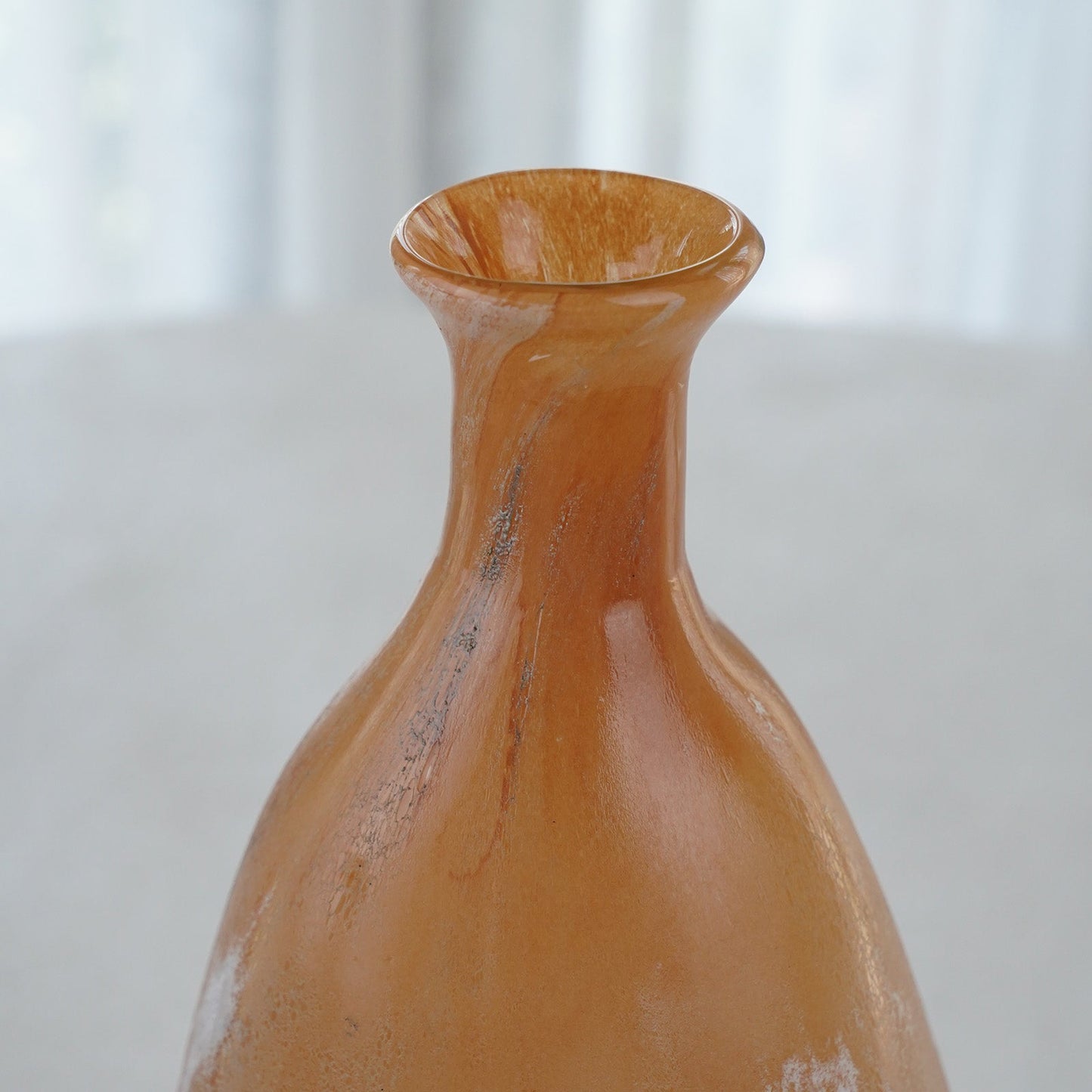 Peach and Cream Decorative Glass Vase Open Top