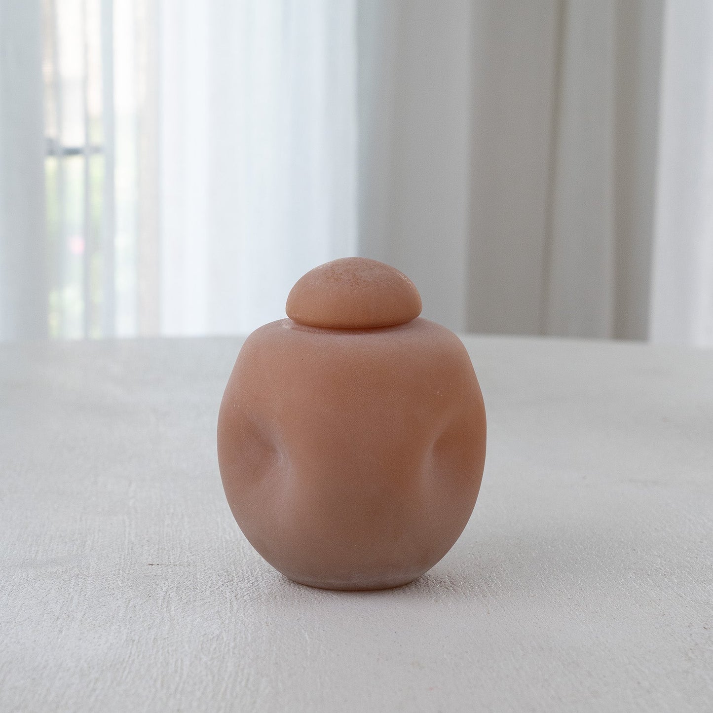 Peach Decorative Glass Vase With Lid