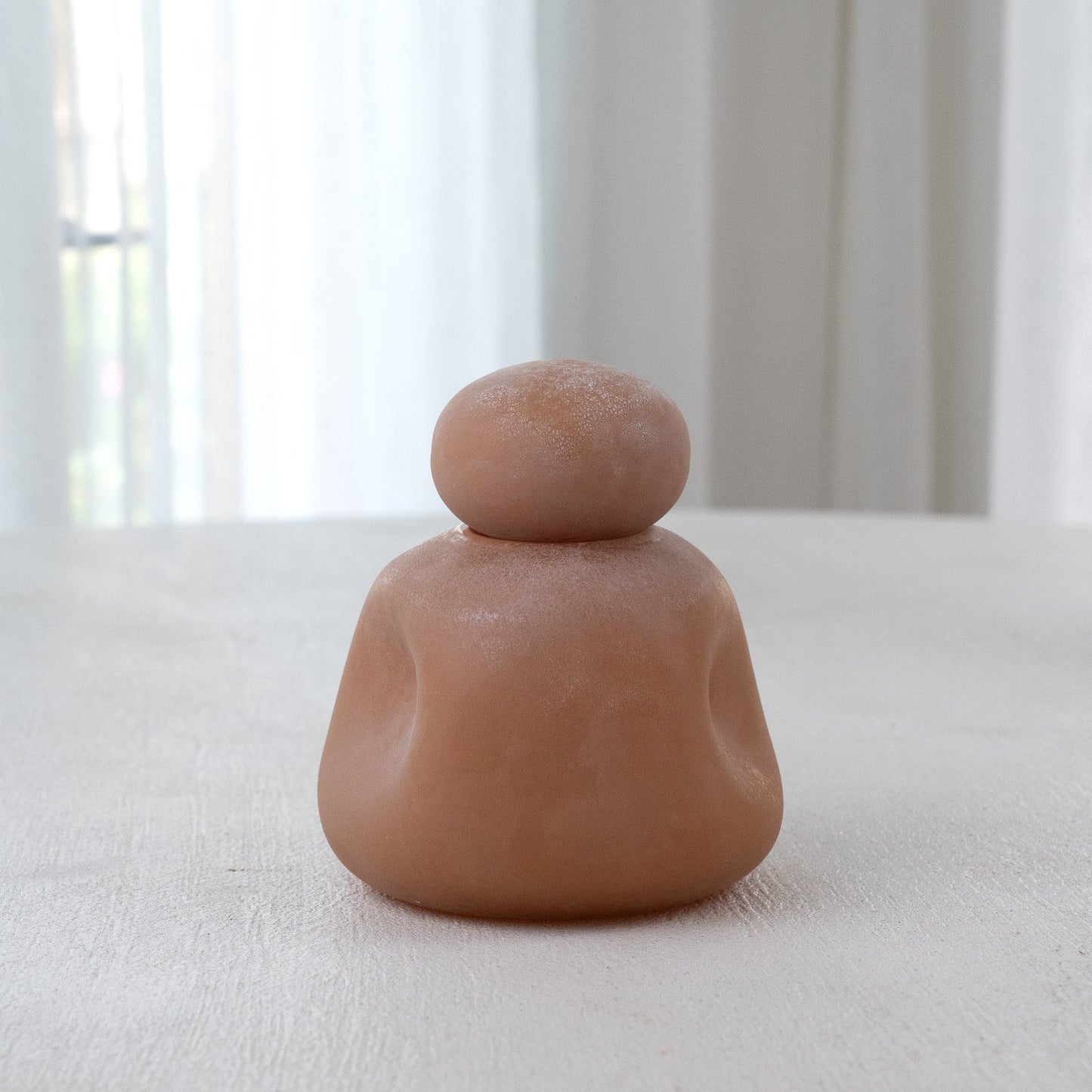 Peach Decorative Glass Vase With Lid