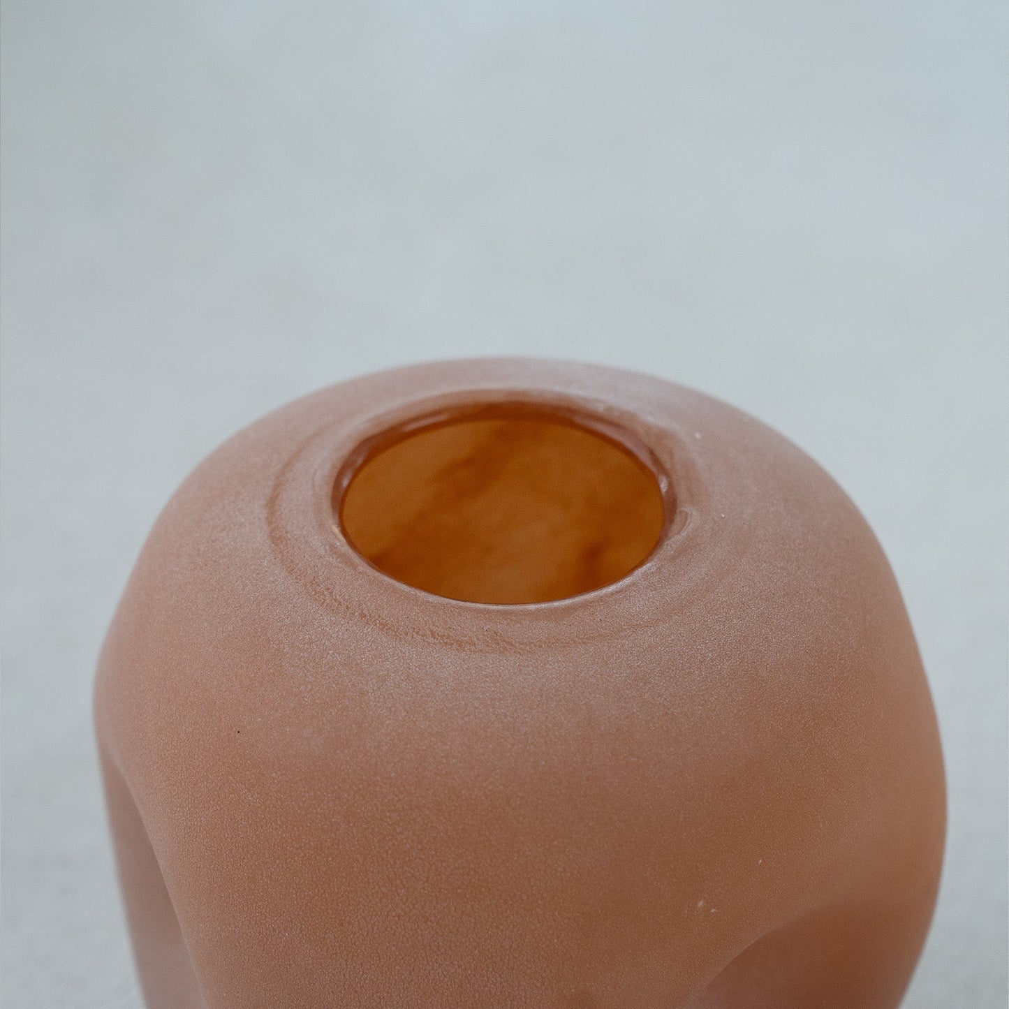 Peach Decorative Glass Vase With Lid