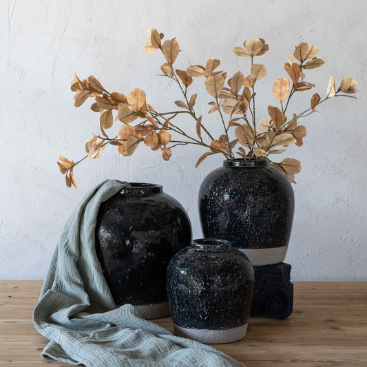 Trinket Decorative Black Ceramic Vase | Flower Pot