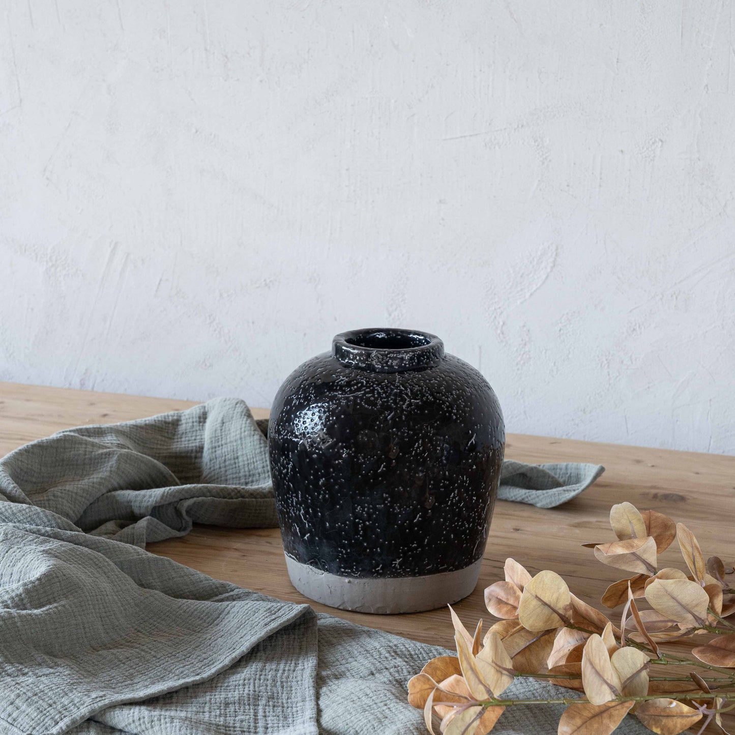 Trinket Decorative Black Ceramic Vase | Flower Pot