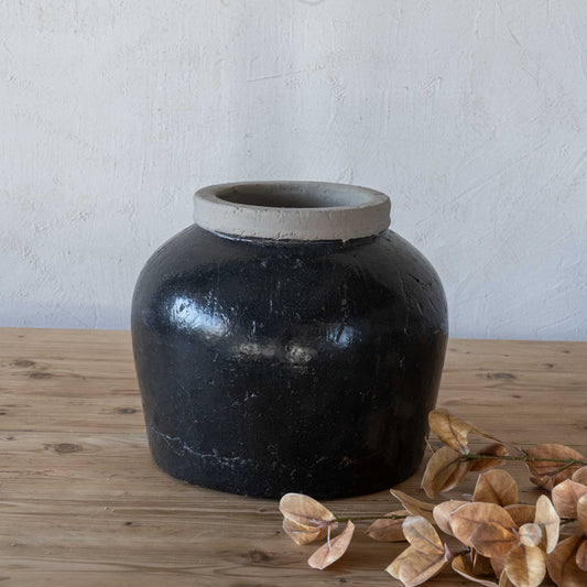 Vessel Decorative Black Ceramic Vase | Flower Pot