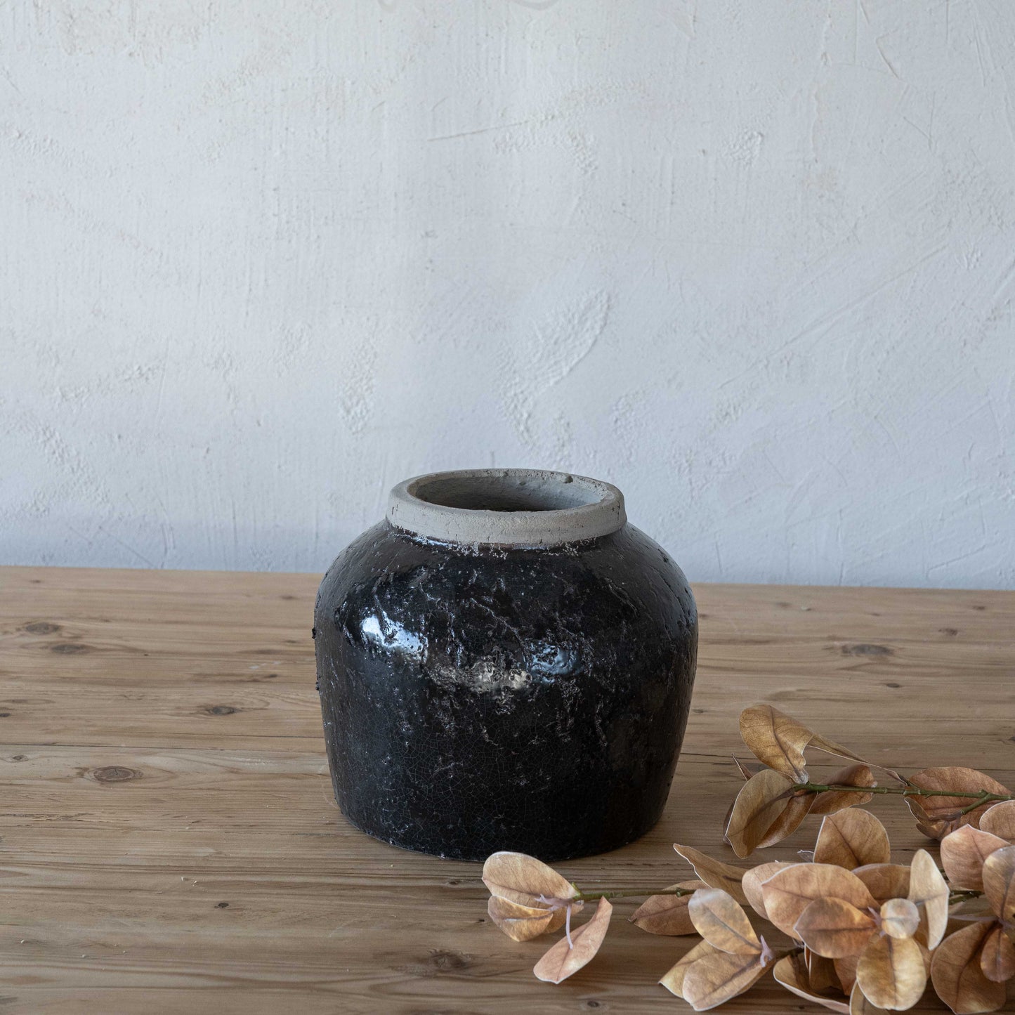Vessel Decorative Black Ceramic Vase | Flower Pot