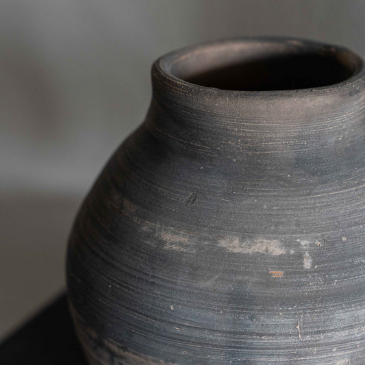 Wide Ceramic Terracotta Aged Flower Pot | Vase