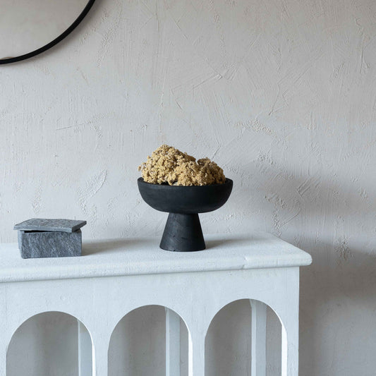 Sleek Timber Decorative Black Solid Wood Bowl With Base